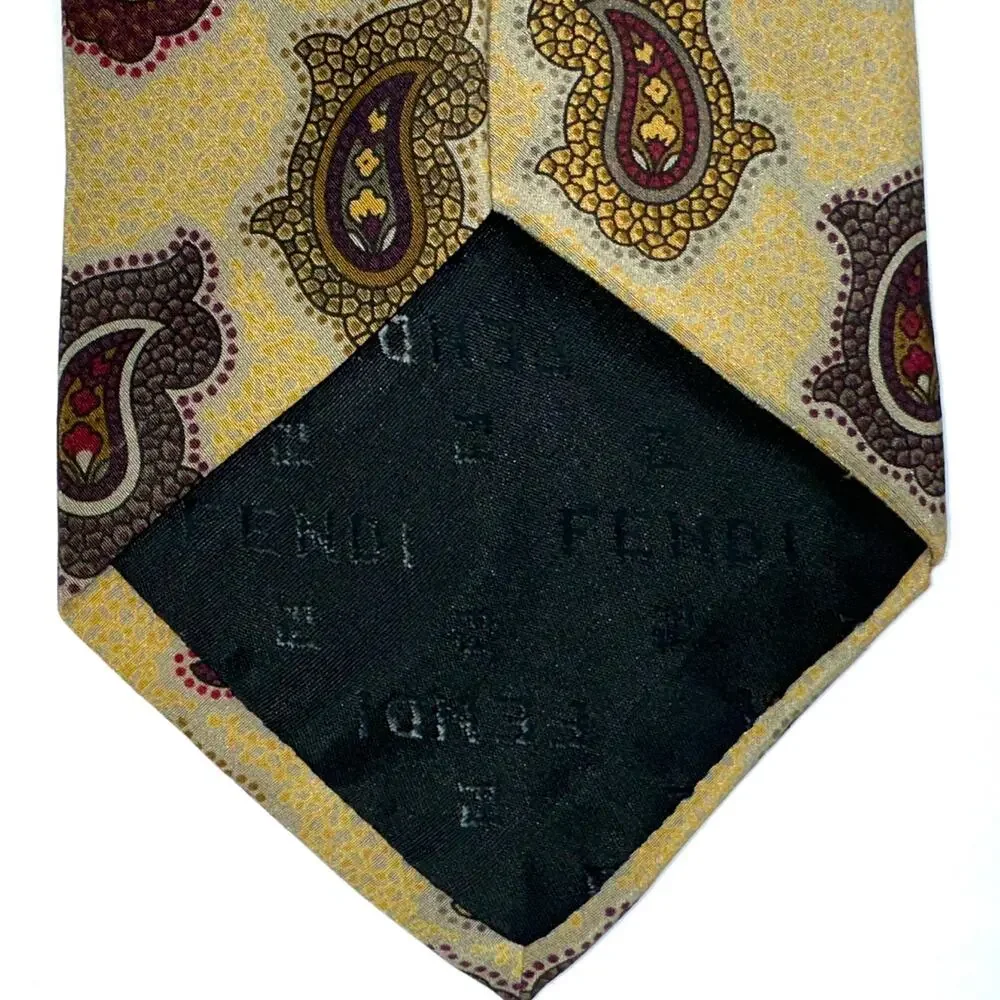 Vintage Fendi Cravatte Designer Paisley Silk Tie